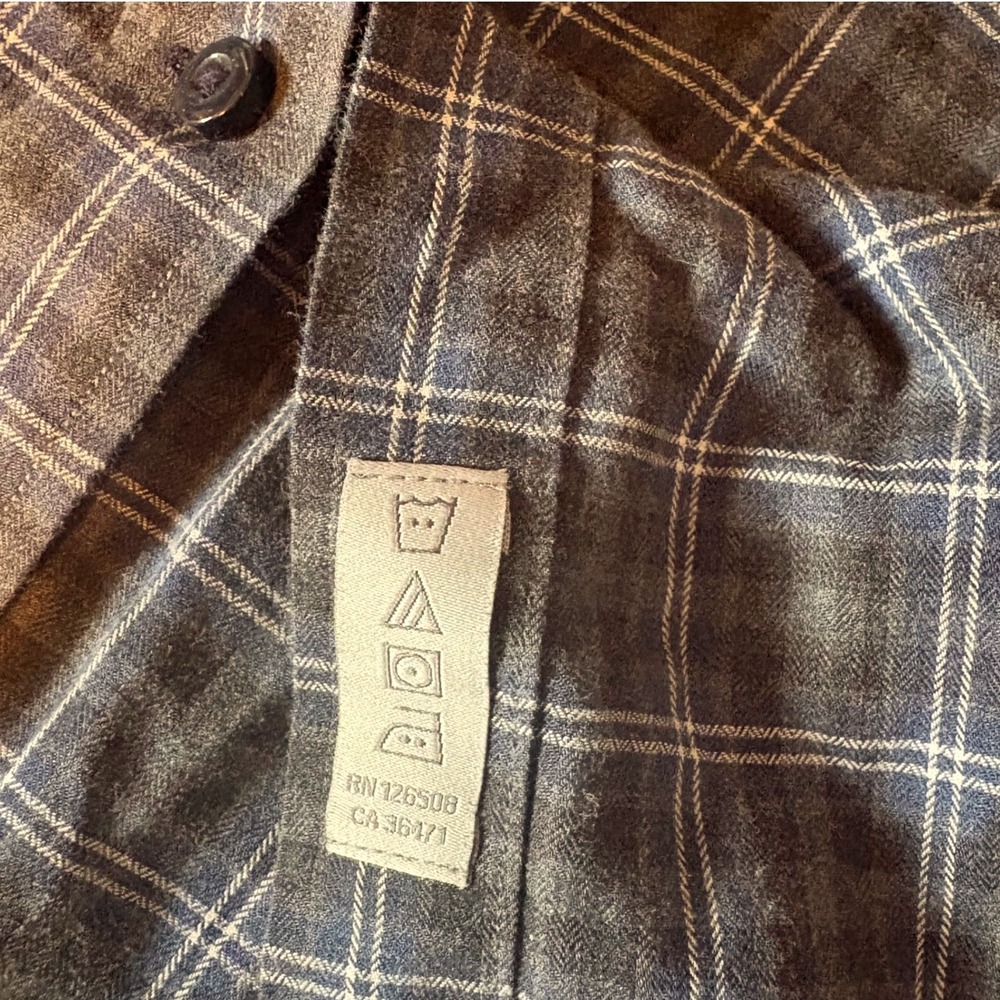 Thomas Dean Mens Navy Blue Plaid Button Down Shirt Long Sleeve Cotton Size M - Picture 7 of 7